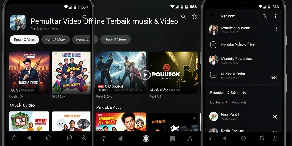 Antarmuka pengguna 66K menampilkan pemutar video offline yang sederhana dan elegan.