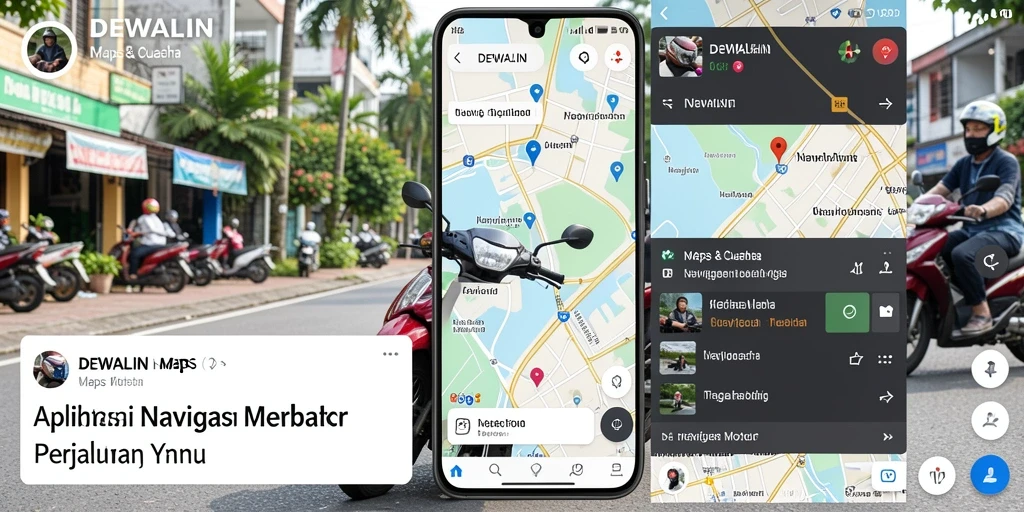Antarmuka aplikasi DEWALIN untuk navigasi motor yang informatif dan mudah digunakan.