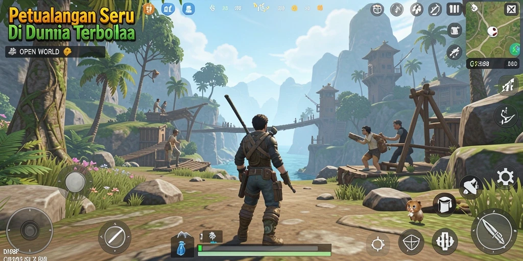 Antarmuka DV188 yang menarik dan penuh warna dalam game Open World.