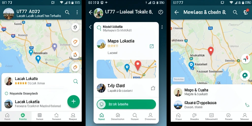 Antarmuka UT77 dengan fitur pelacakan lokasi yang mudah digunakan.
