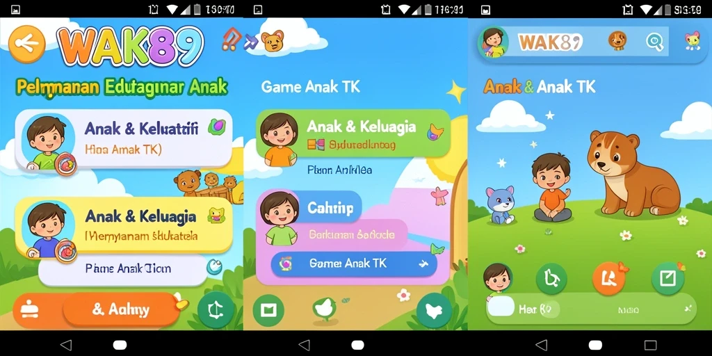 Antarmuka interaktif dan menyenangkan dari aplikasi Game Anak TK.