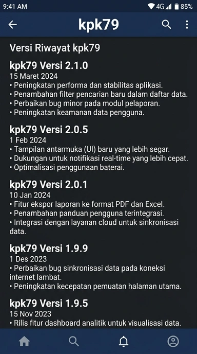 Riwayat Versi Aplikasi kpk79 Terupdate untuk Android